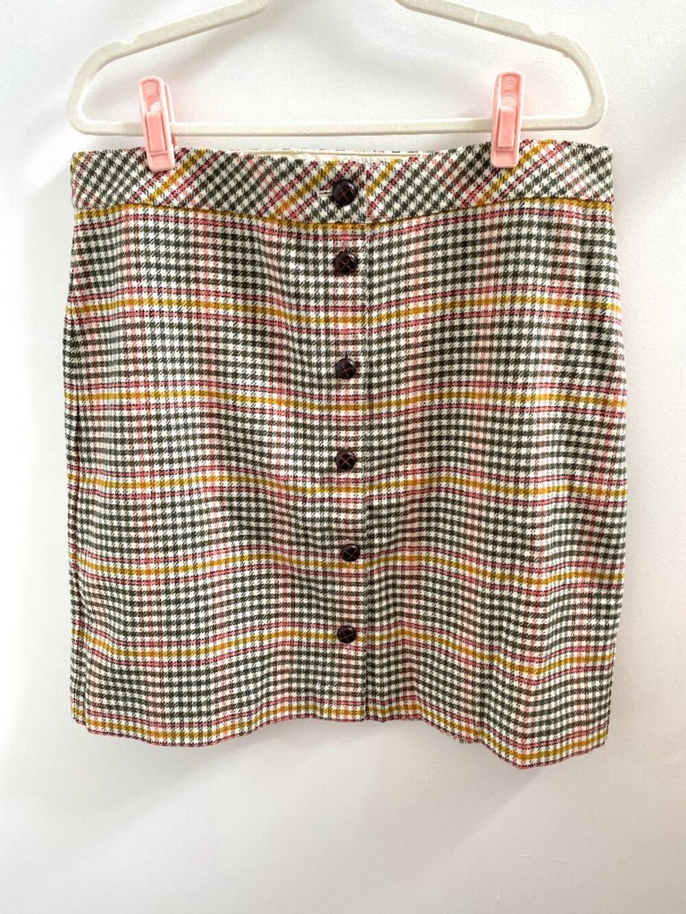 Talbots Multi-Color Houndstooth Button Down Skirt NWT Size 16 Petite